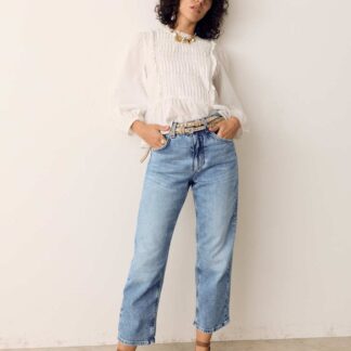 Per Una Girlfriend Mid Rise Turn Up Jeans with Lyocell Light Indigo