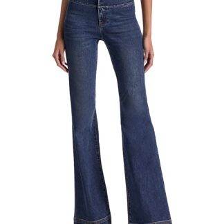 Alice and Olivia High Rise Flare Jeans in Danica Dark Indigo